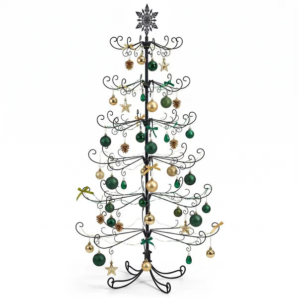 6ft Black Iron Christmas Tree with Snowflake Topper