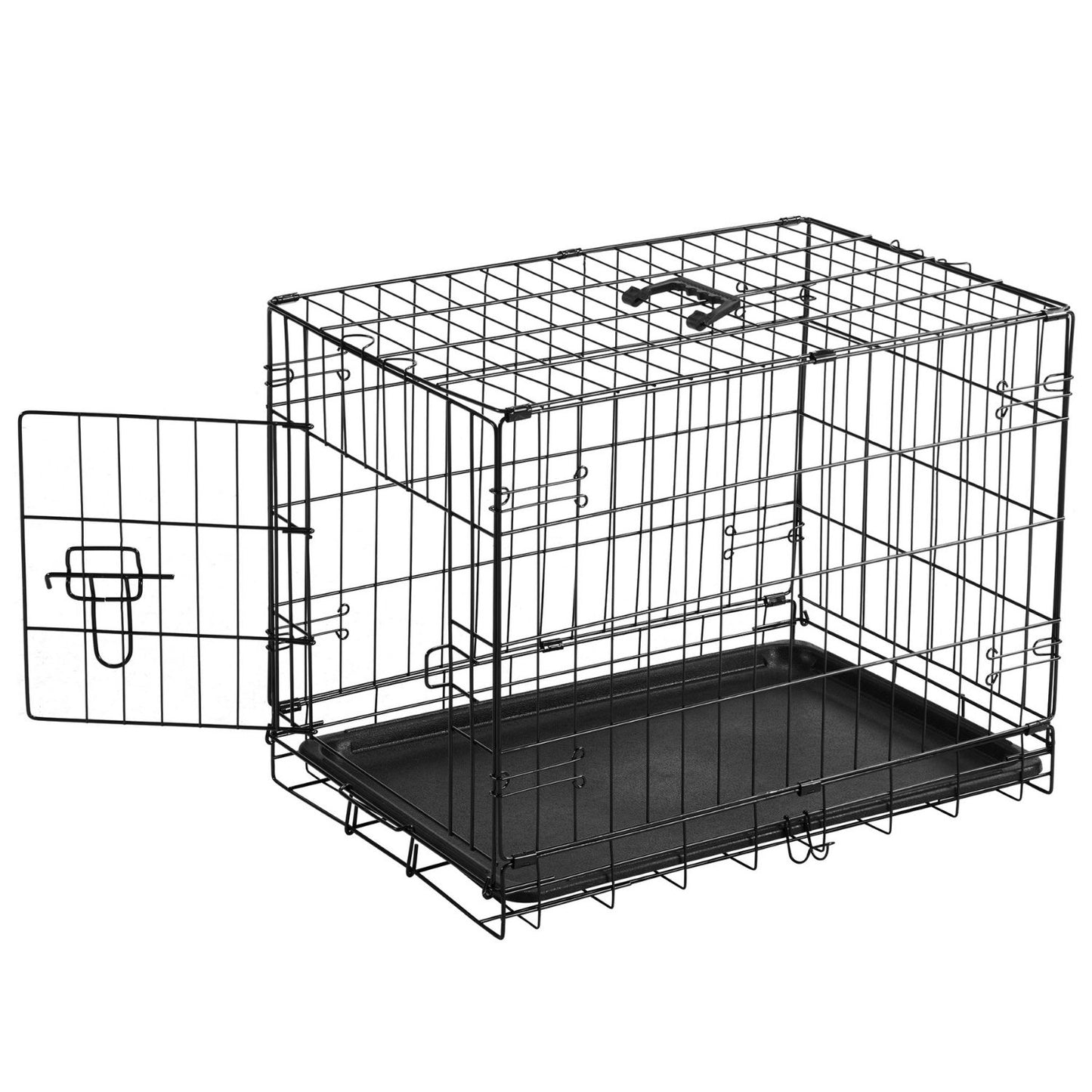 18-Inch Heavy Duty Metal Dog Cage with Lock, Collapsible Design & Removable Tray