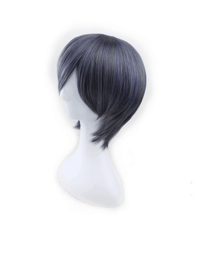 Men's Purple & Gray Mixed Color Short Wig