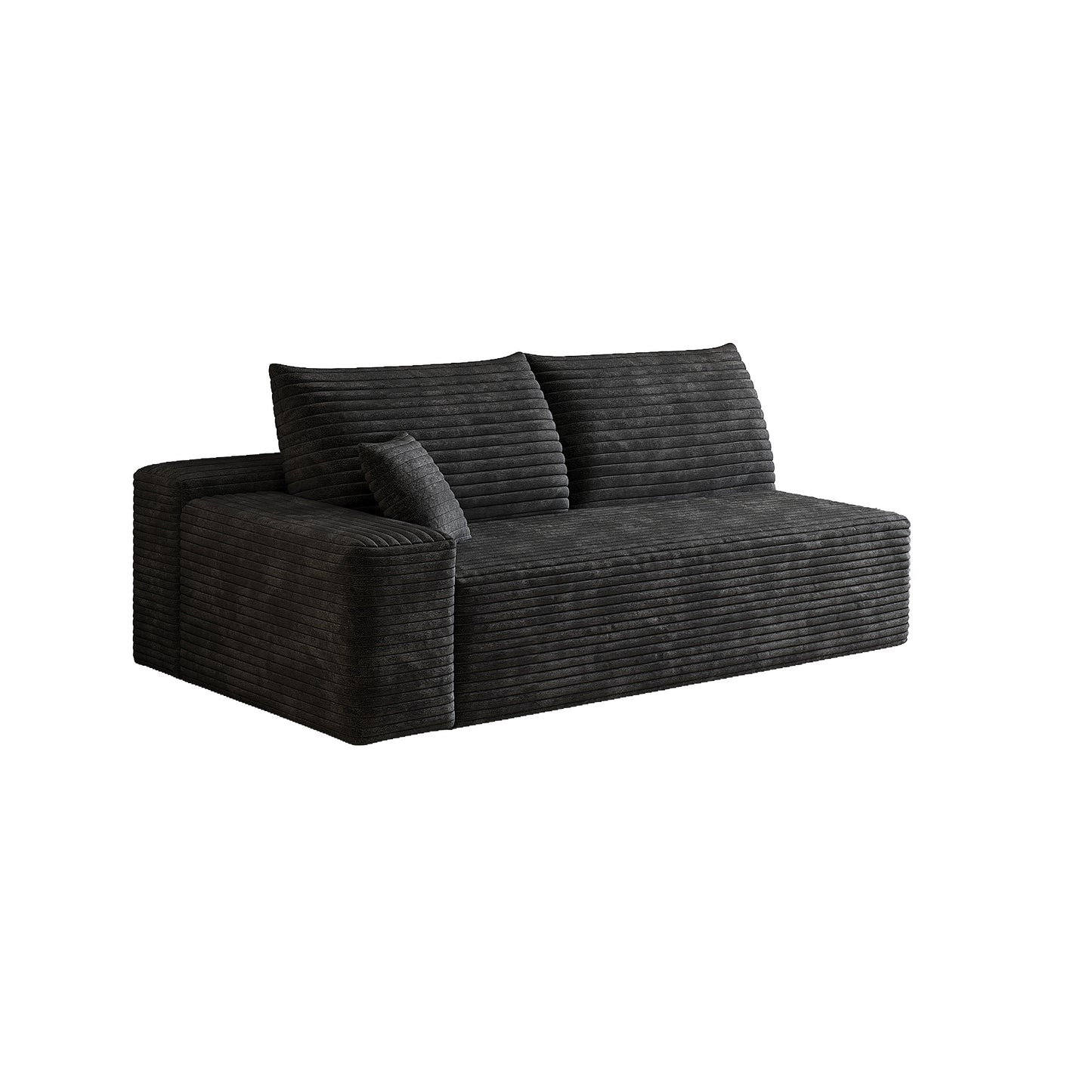 Modular 3-Seat Sofa - Plush Corduroy Fabric - Black
