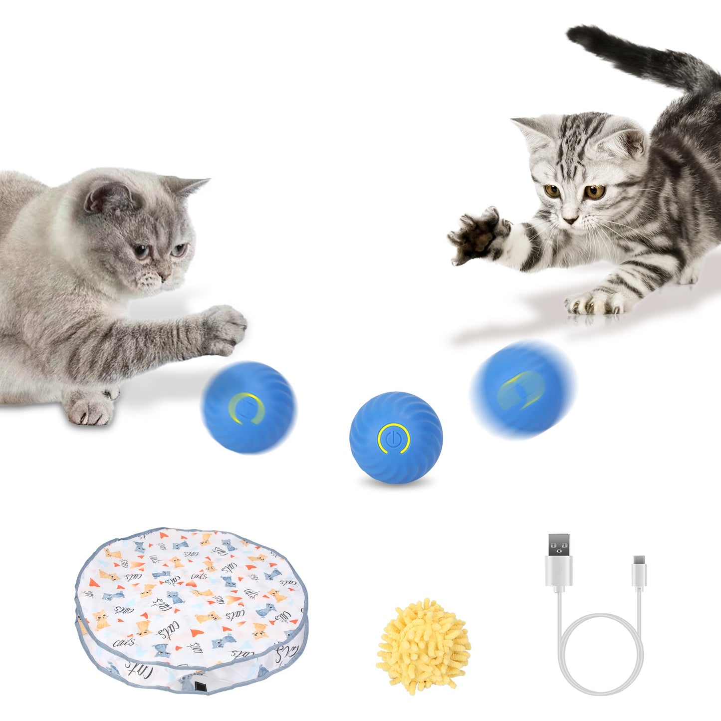 Interactive Cat Toy Ball with Rechargeable Motion Activation for Indoor Cats