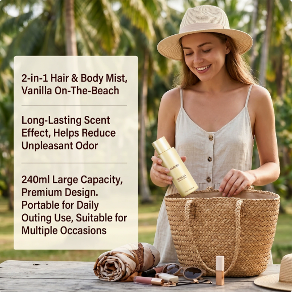 Vanilla Coconut Hair & Body Mist – 240ml Non-Sticky Spray