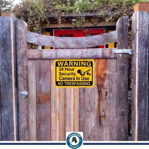 24-Hour Video Surveillance Security Warning Sign - Metal Plaque