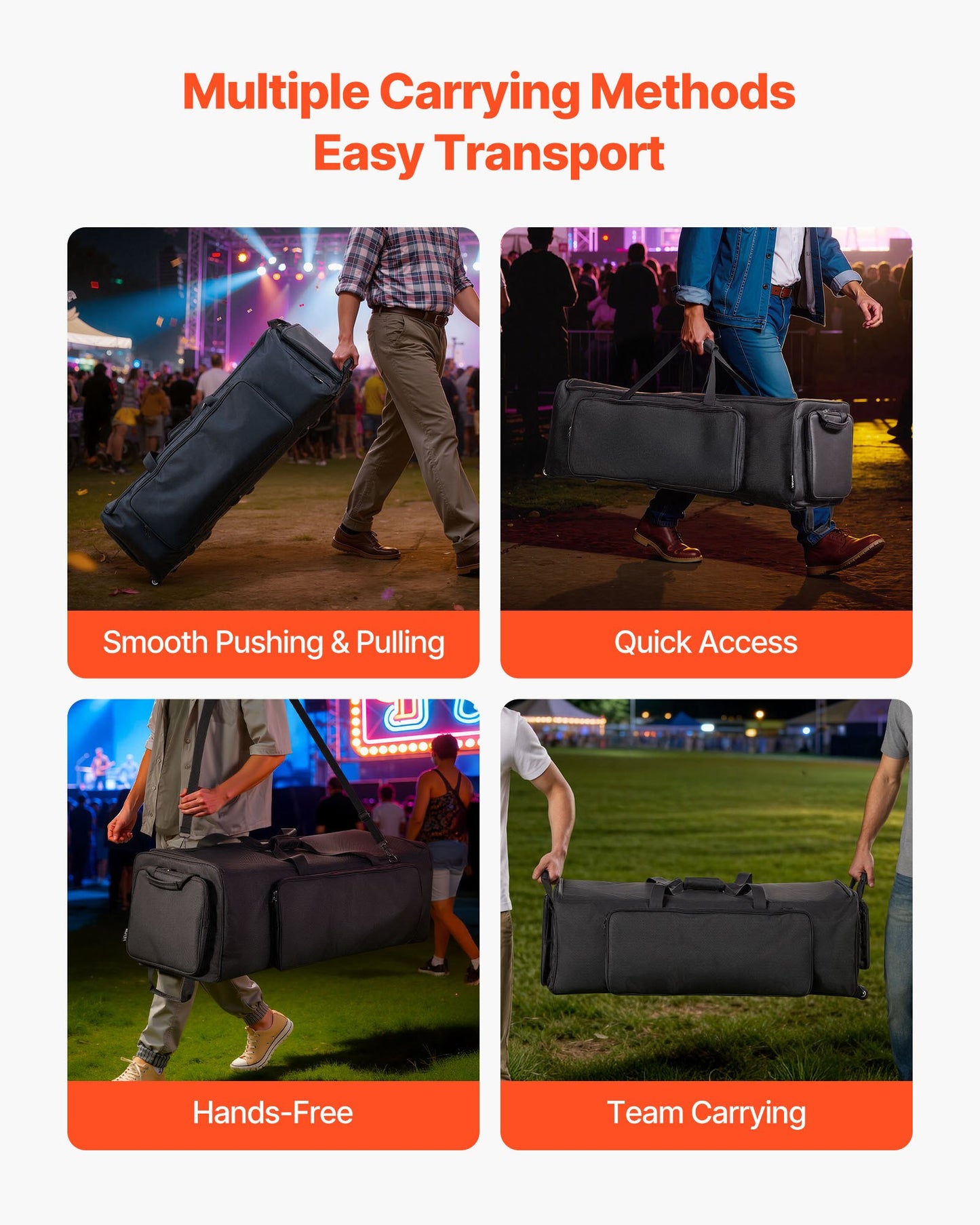 Wheeled Drum Hardware Bag 1680D Carrying Case for Drum Stands & Accessories