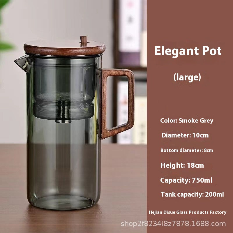 Glass Tea Water Separation Set Borosilicate Full Glass Liner Chinese Style