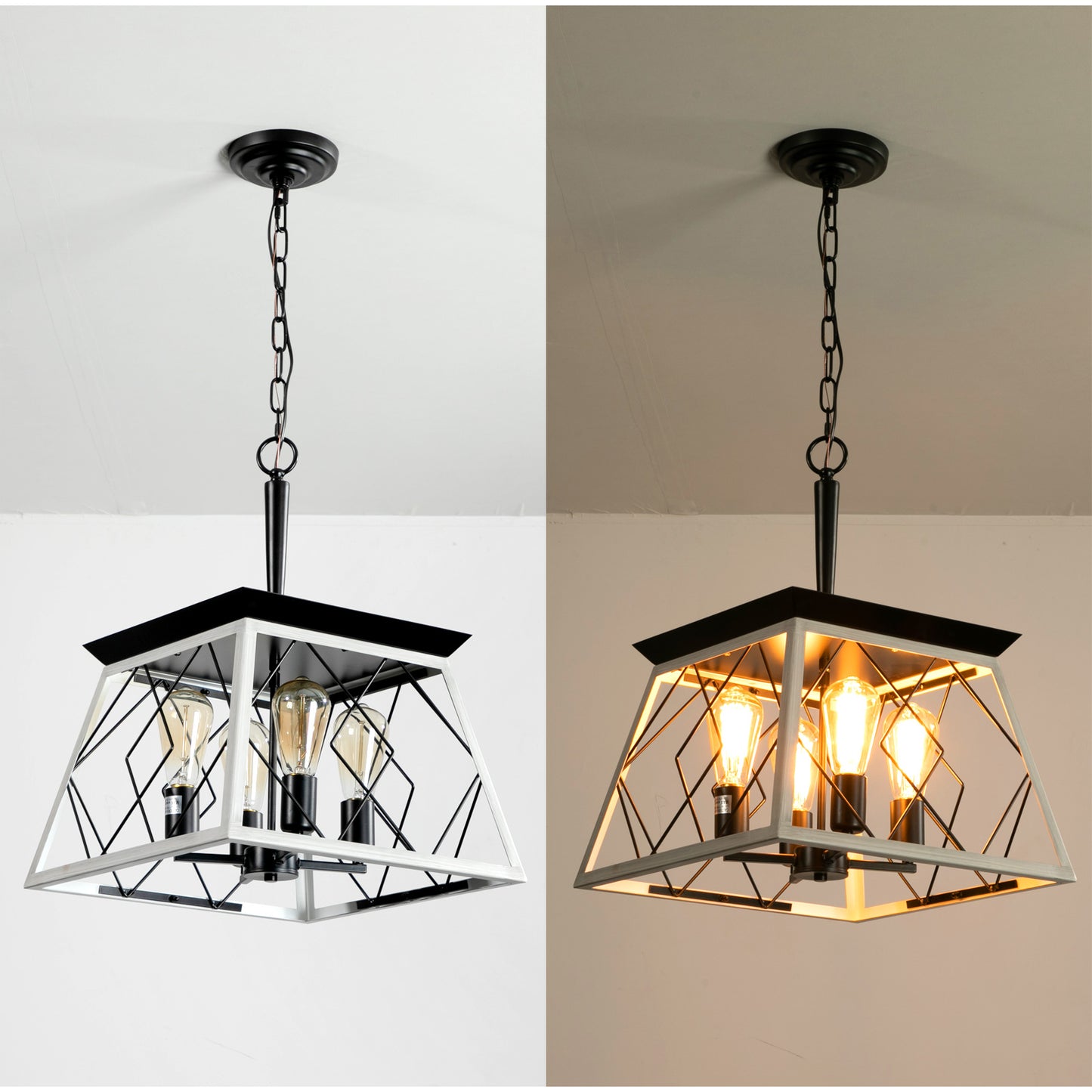 4-Light Farmhouse Chandelier - Rustic Metal Design for Dining Room