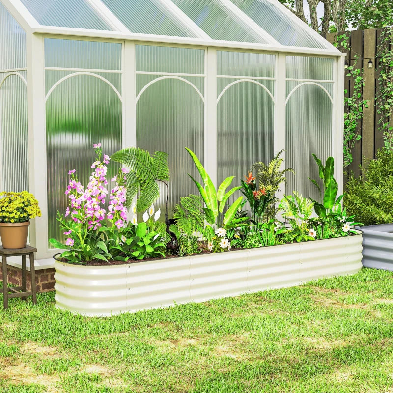 Galvanized Raised Garden Bed Kit, Metal Planter Box with Safety Edging - Cream