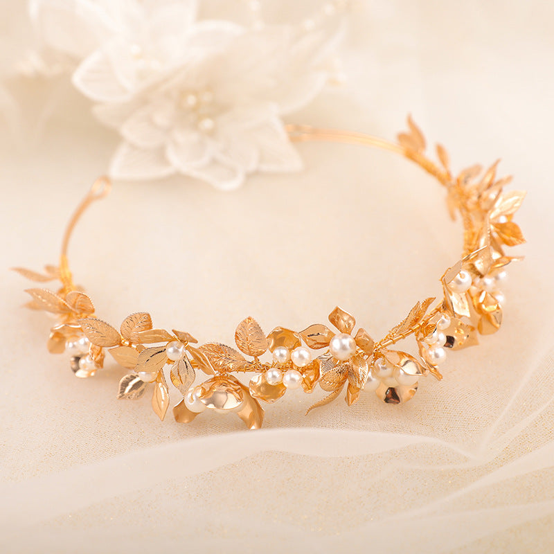 Flower Pearl Hair Crown Headband - G4622