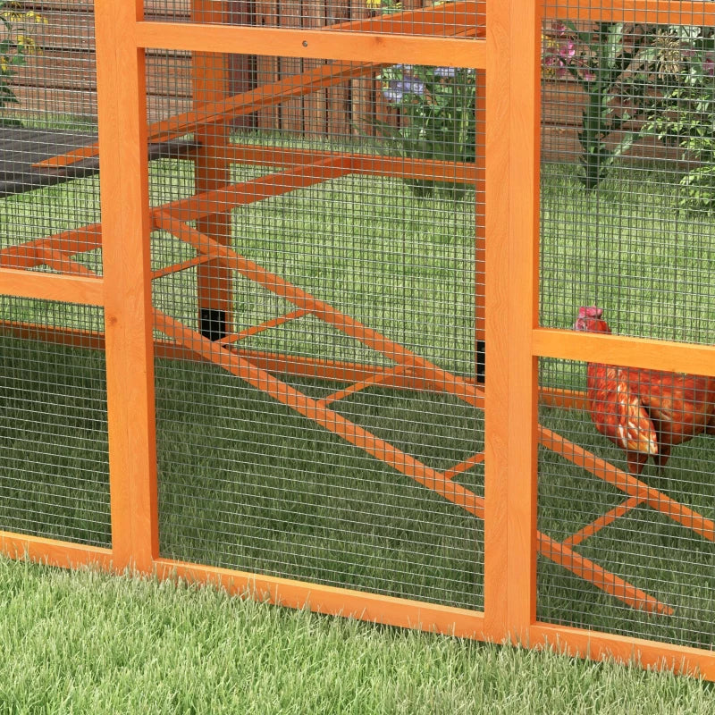 Wooden Chicken Coop Run for 6-10 Chickens with Storage & Perches
