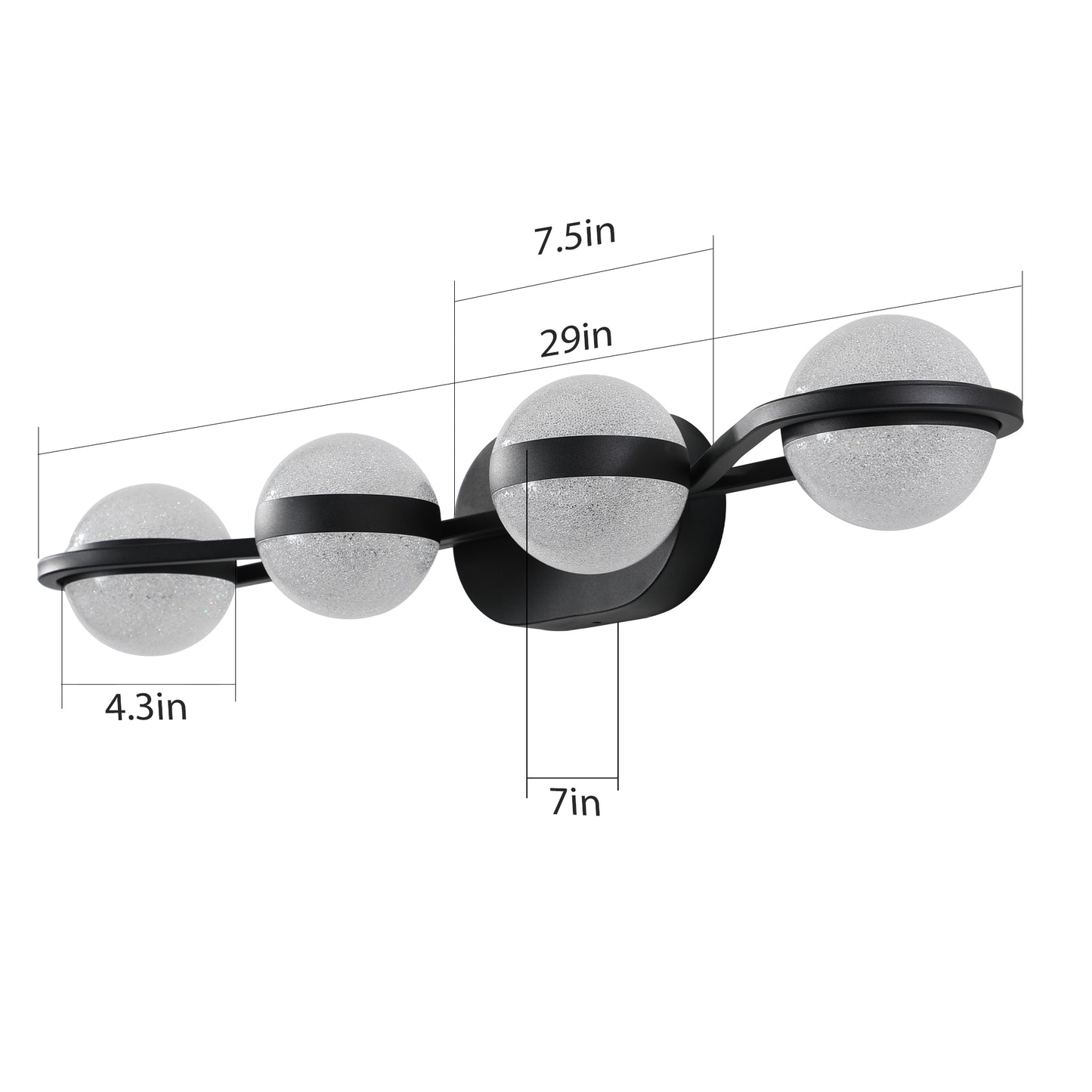 30-Inch Black Minimalist LED Bathroom Vanity Light Fixture