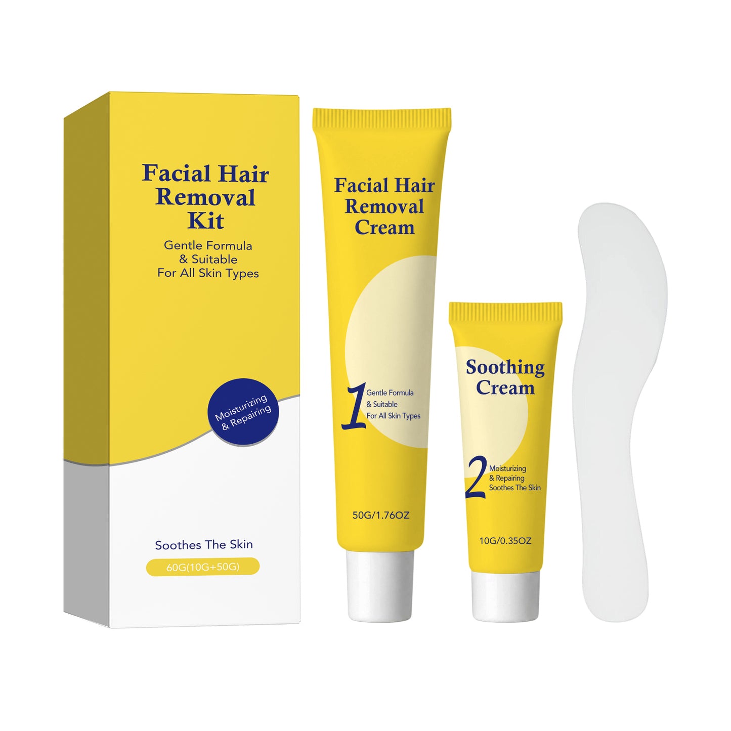 Facial Hair Removal Suit with Depilatory & Soothing Creams - Men & Women