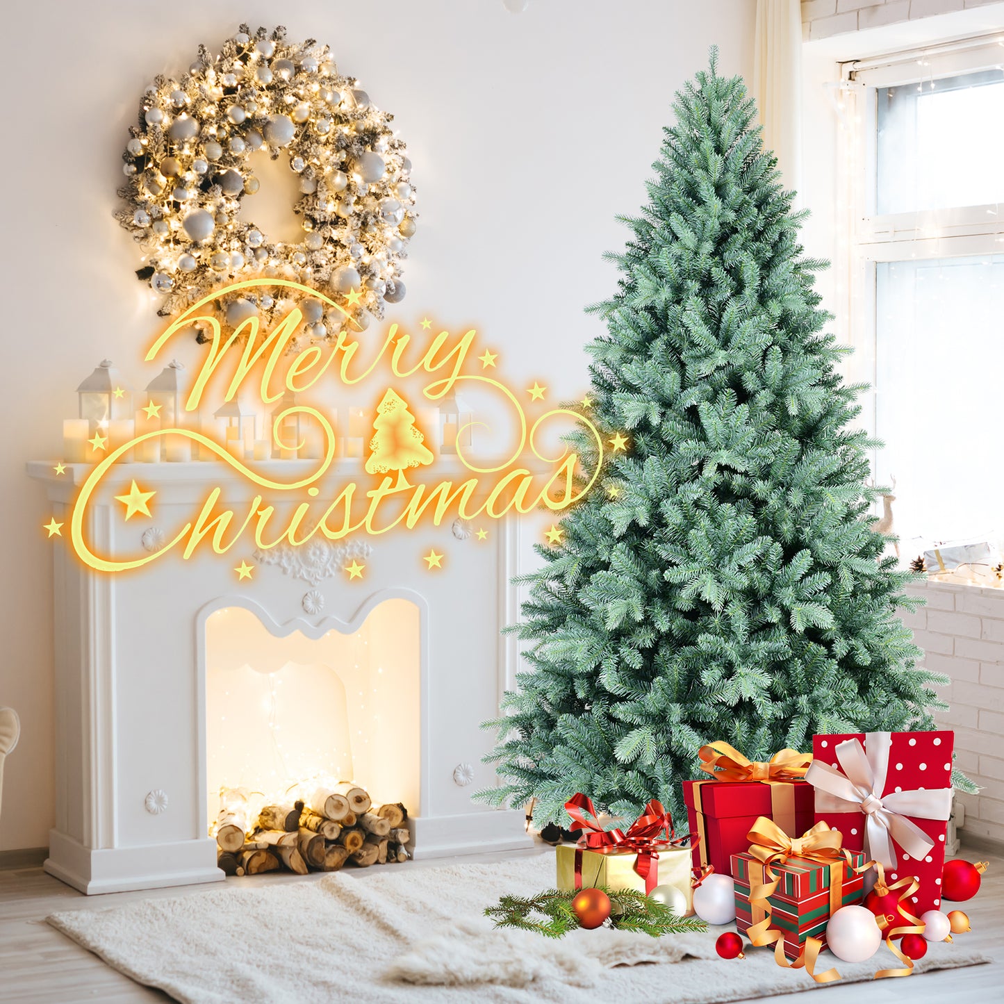 Blue PE/PVC Hybrid Christmas Tree - Multiple Heights Available