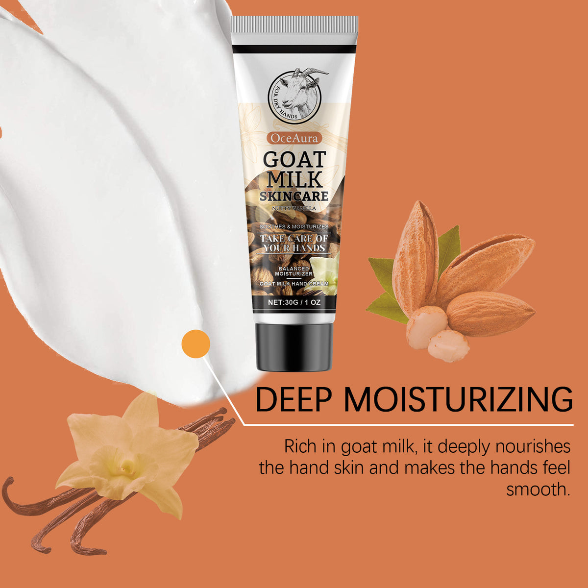 Goat's Milk Hand Cream Nut Vanilla Firm And Bright