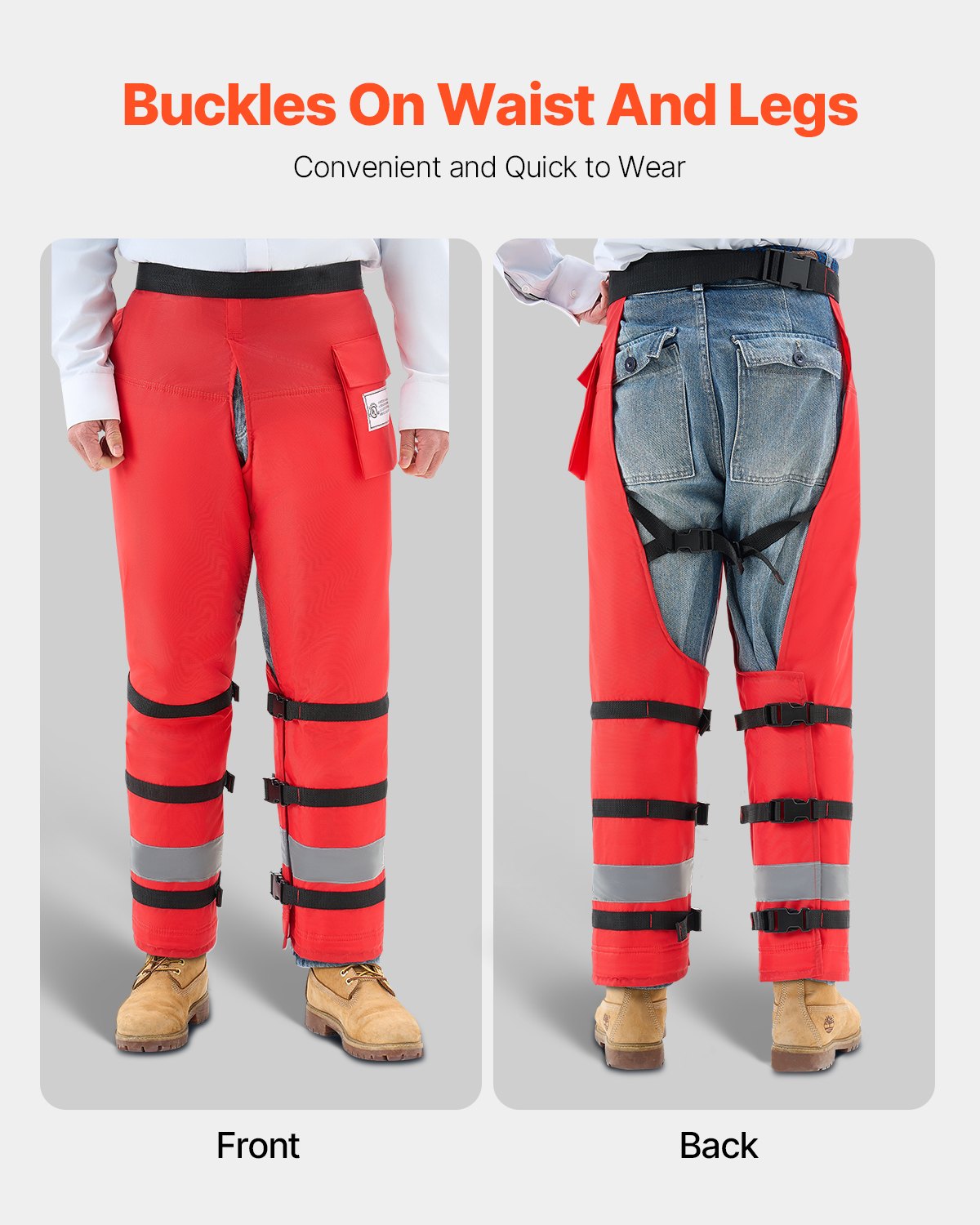 Chainsaw Chaps 39.7in Apron Style Safety Leg Protectors Class D Red