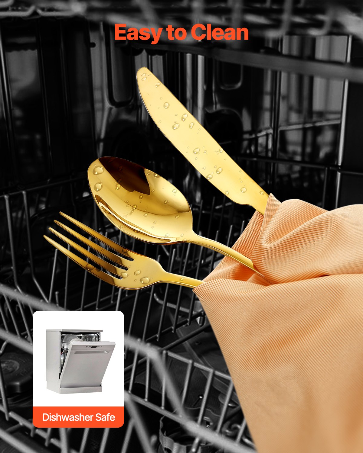 100-Piece Stainless Steel Flatware Set for 20 - Golden