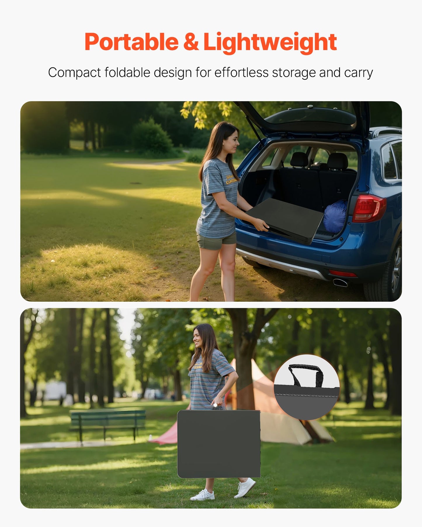 6 Ft Portable Folding Picnic Table Indoor Outdoor with Handle - Black