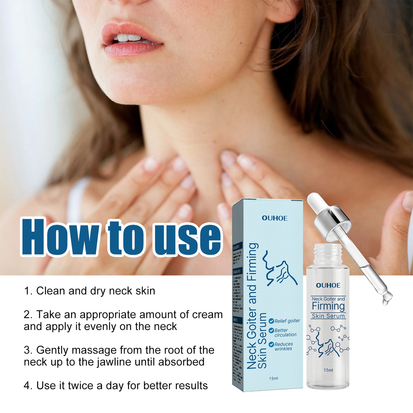 Neck Firming Essence - Moisturizing & Brightening Serum for Fine Lines