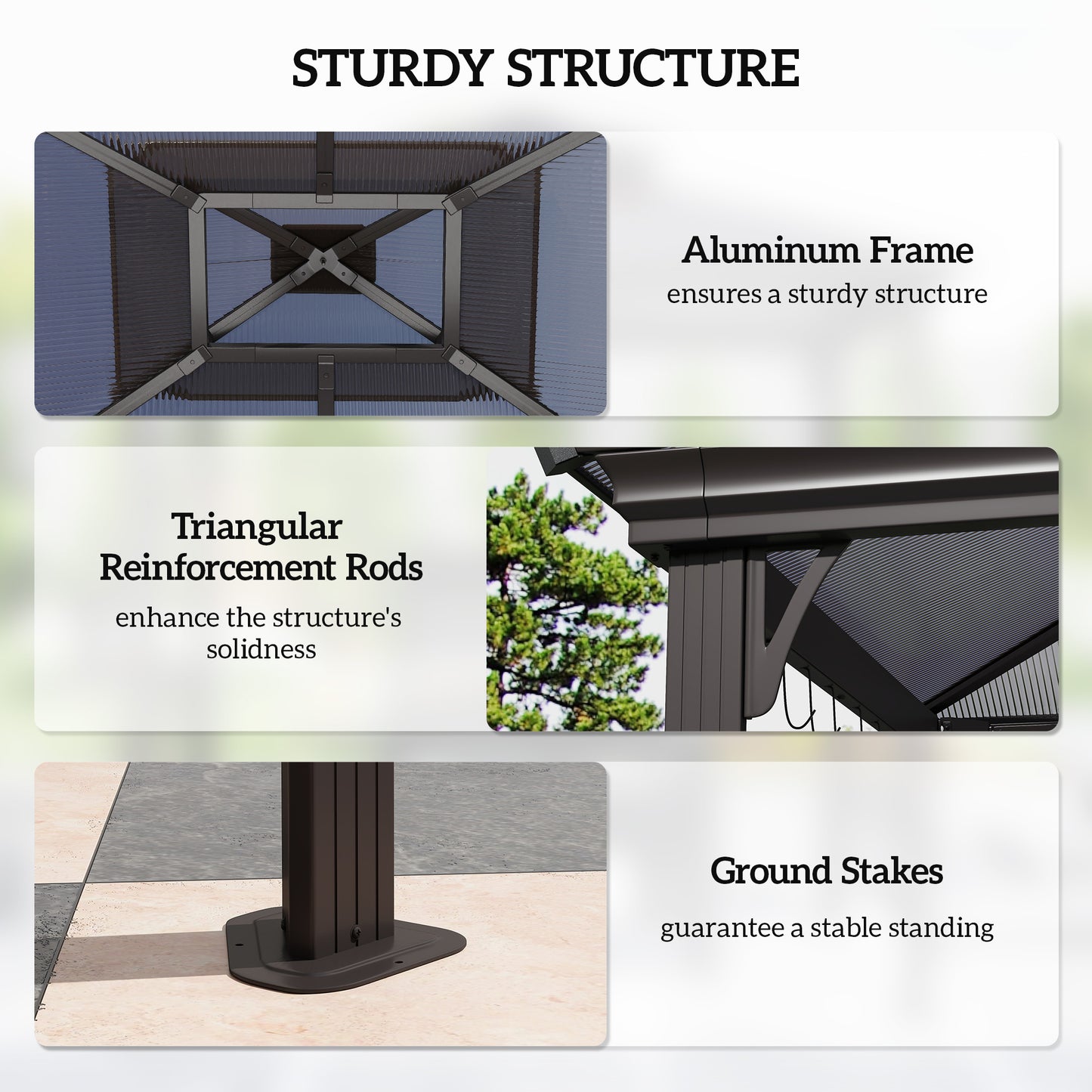 BBQ Canopy Pergola with Double Venting Roof & 6 Hooks - Coffee