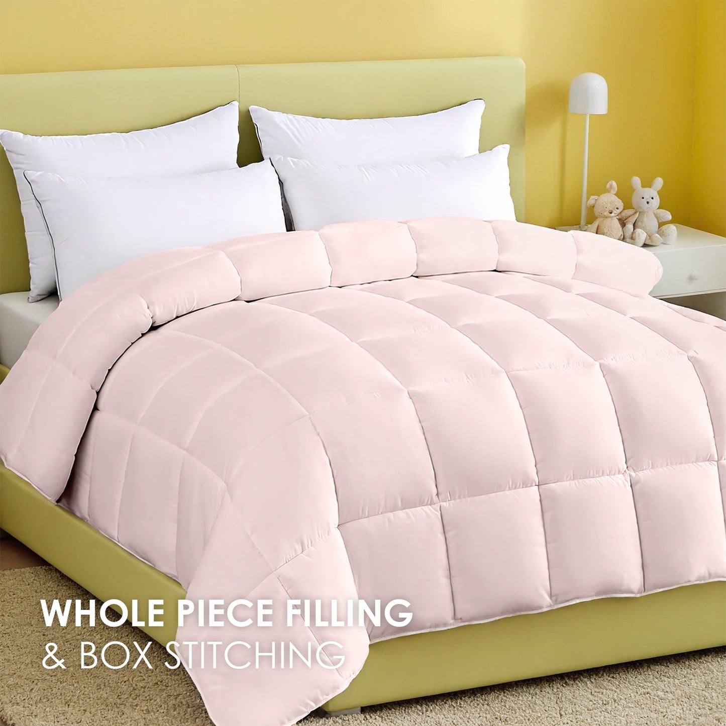 Extra Large Pink Duvet - Bohemian Checkered Quilting, Machine Washable