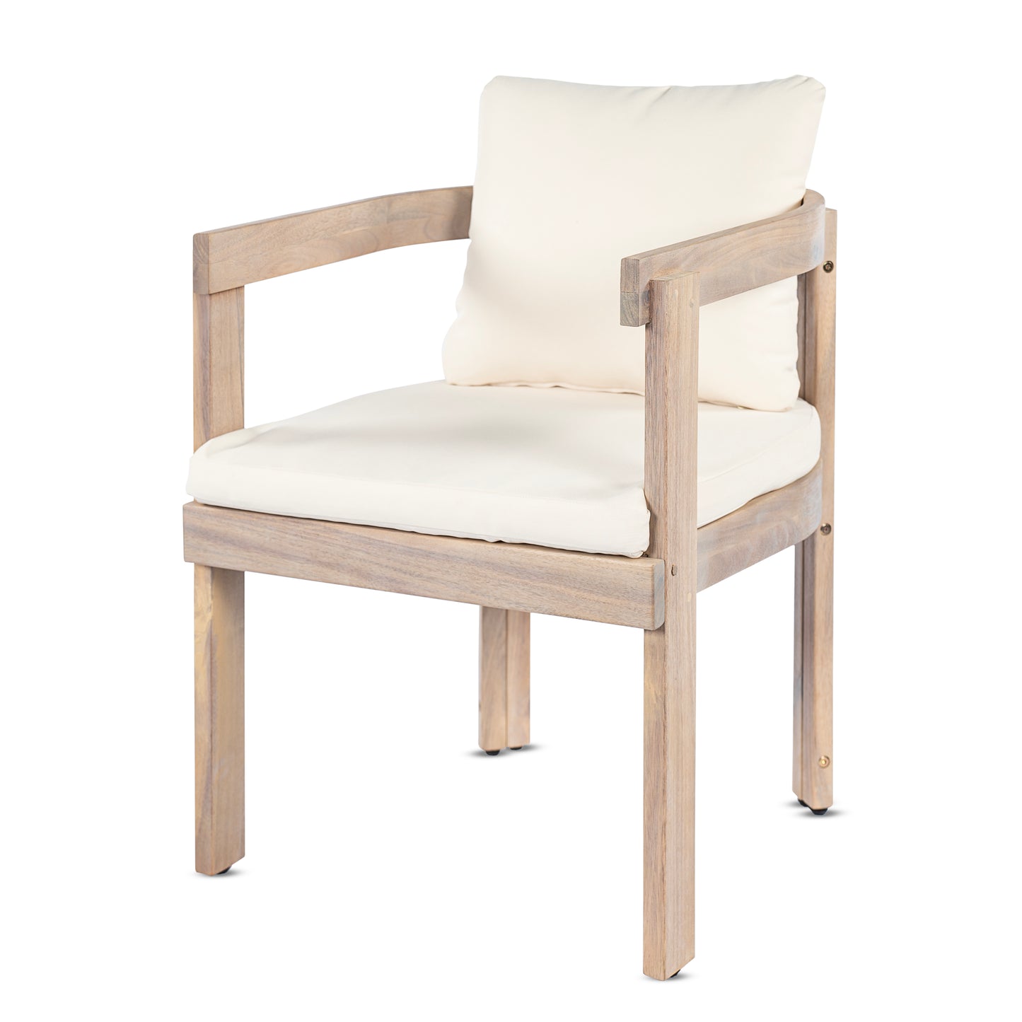 Acacia Wood Dining Chairs Set of 2 with Cream Cushions