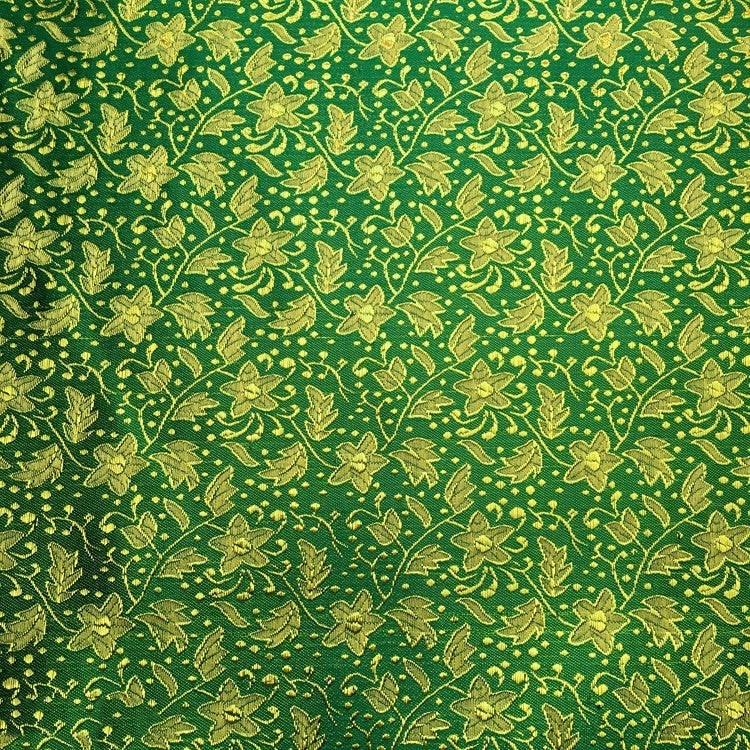 Pentagram Jacquard Fabric - Green & Yellow Home Textile Material 1M