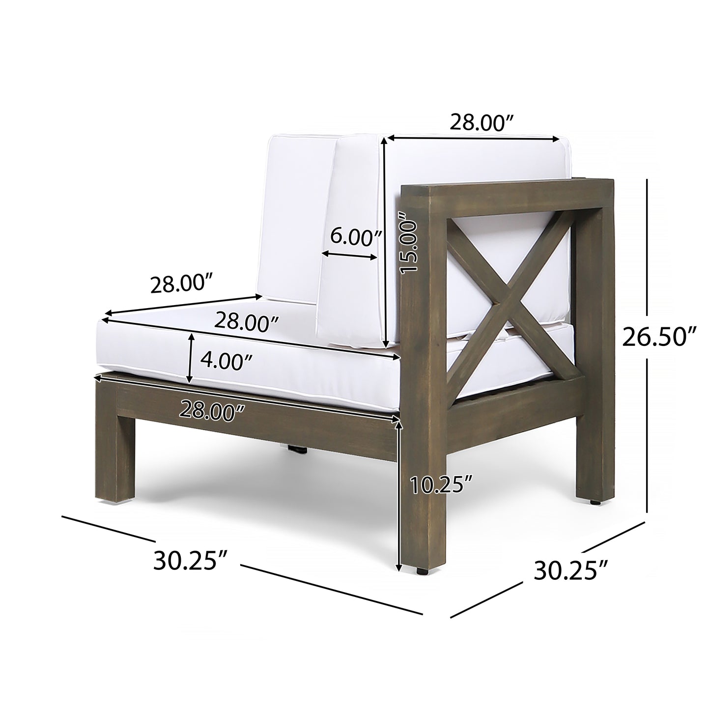 2-Seater Sectional Loveseat with Coffee Table - White