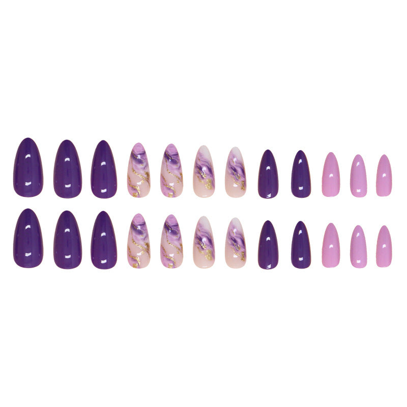 French Red Flower Nail Stickers - Light Purple Art Fake Nails, W1737