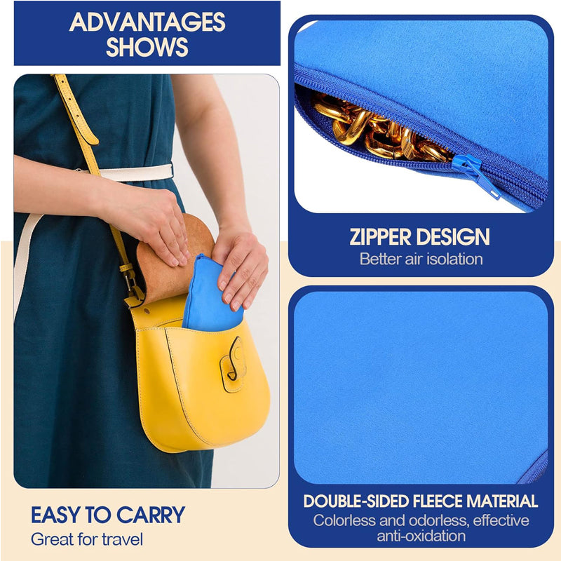 8 Pcs Navy Blue Zippered Silver Storage Bags 5.9 X Inch