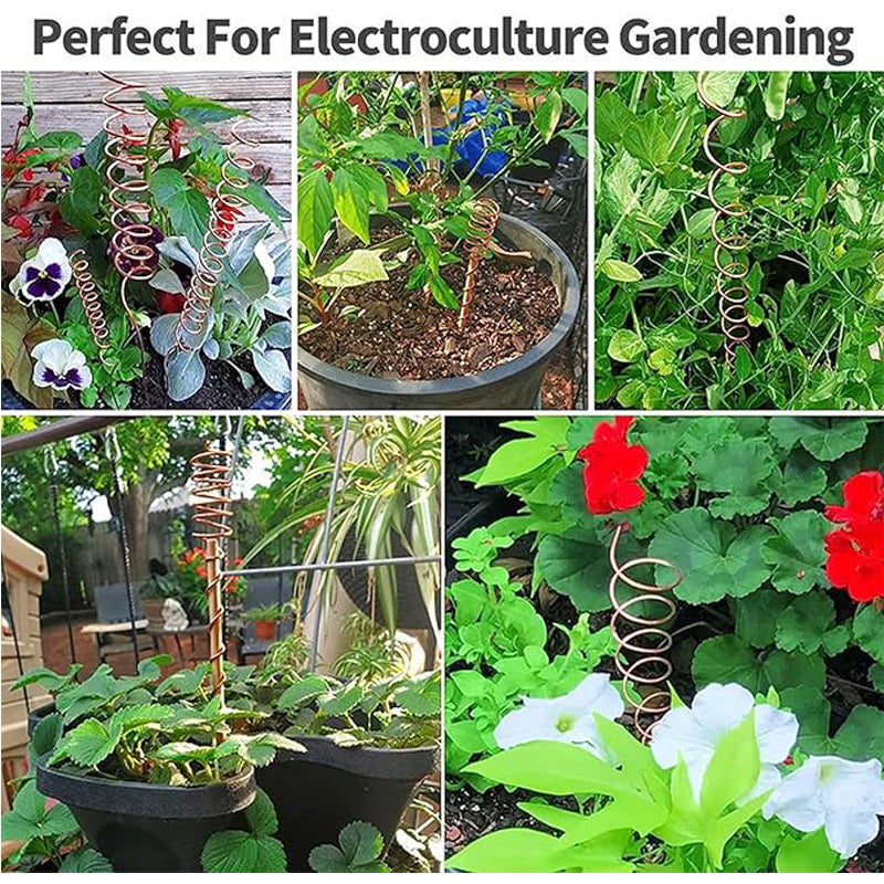8 Pack 17-Inch Copper Electroculture Plant Stakes for Gardening