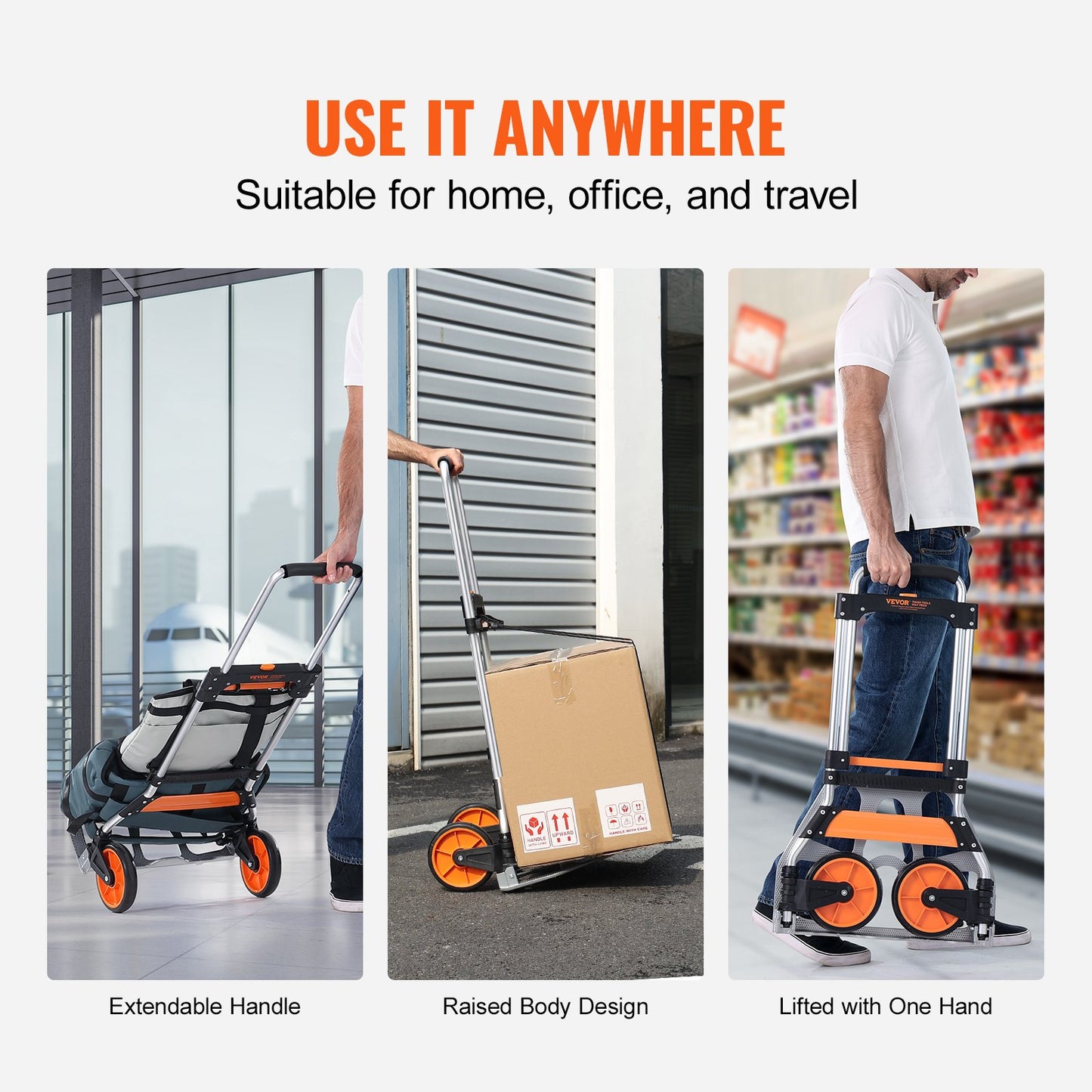 Aluminum Folding Hand Truck - 275 Lb Capacity, Portable Dolly with Telescoping Handle and Rubber Wheels, Lightweight for Moving Loads