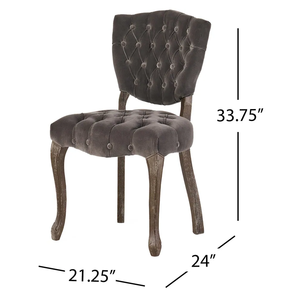 Set of 2 Charcoal Tufted Velvet Dining Chairs