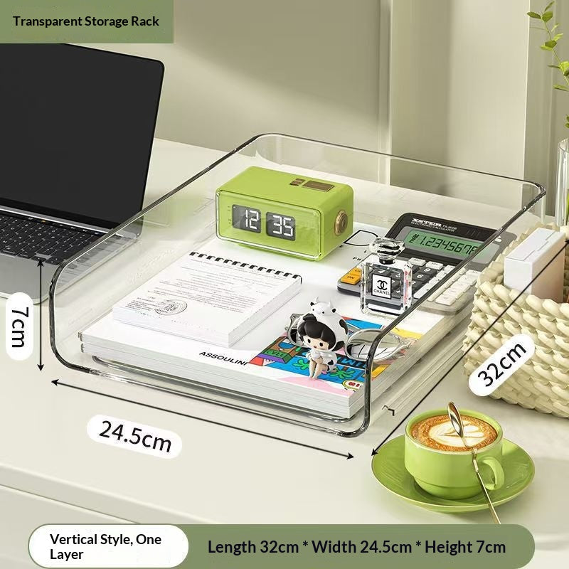 Desktop File Organizer A4 Paper Storage Box Tiered Foldable Home Office