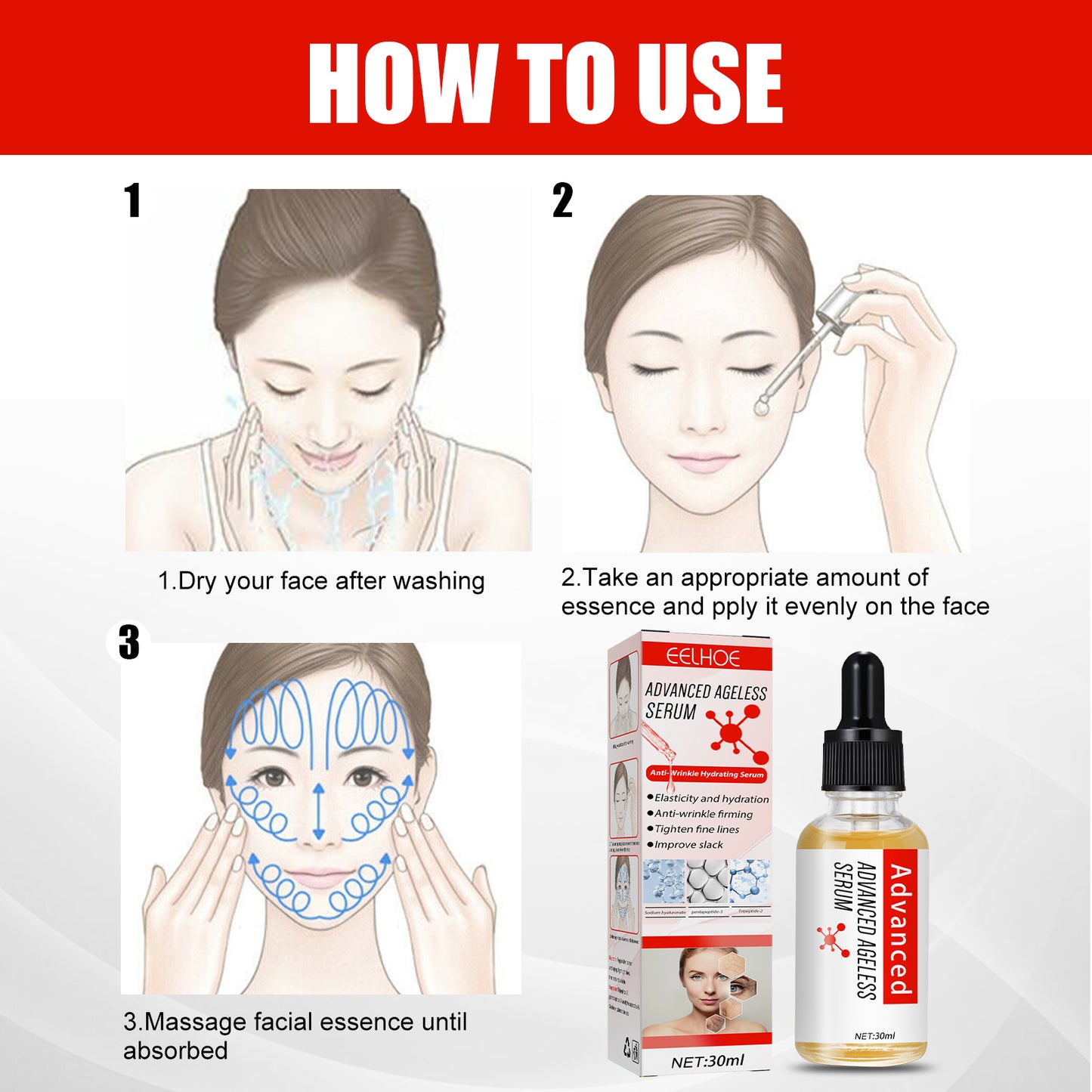 Anti-Wrinkle Hydrating Facial Serum with Aloe Vera & Pomegranate - 30ml