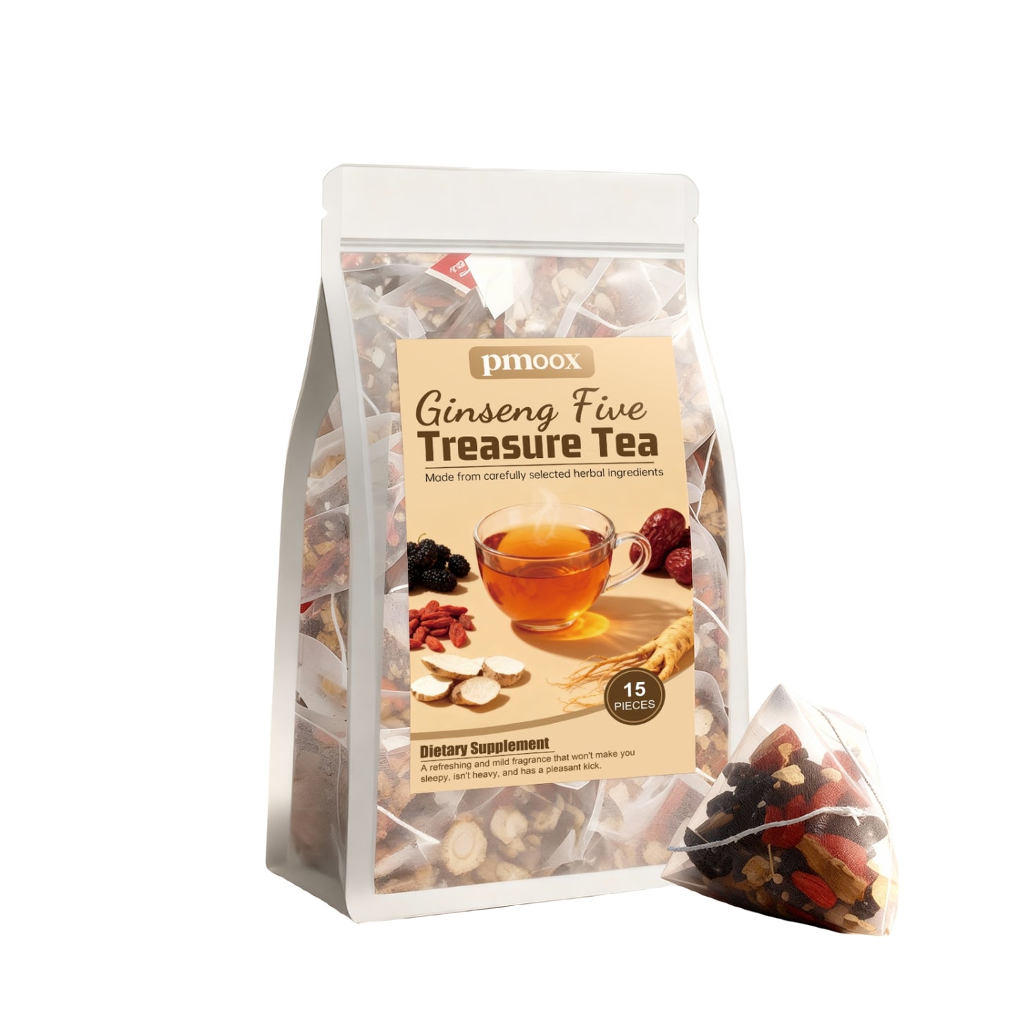 Ginseng Five Treasure Herbal Tea Set - 15 Pieces Natural Health Drink