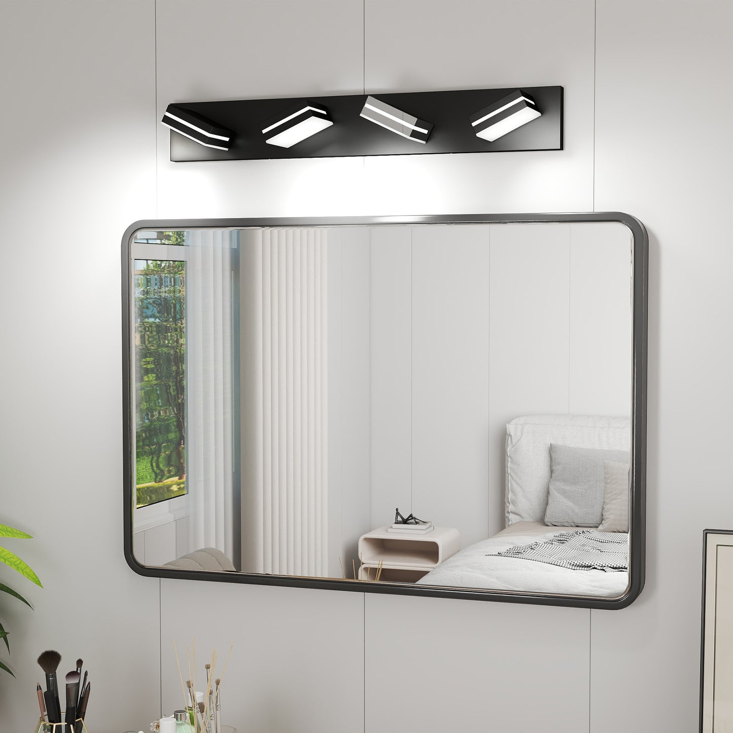 Modern Chrome LED Vanity Light - 4-Light Wall Sconce