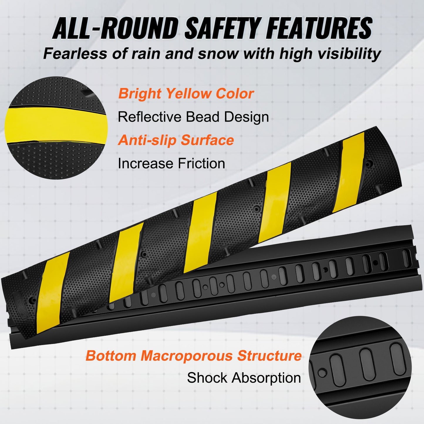 Heavy Duty Rubber Speed Bump Set - 72 Inch 22,000 lbs Load, Multi-Color
