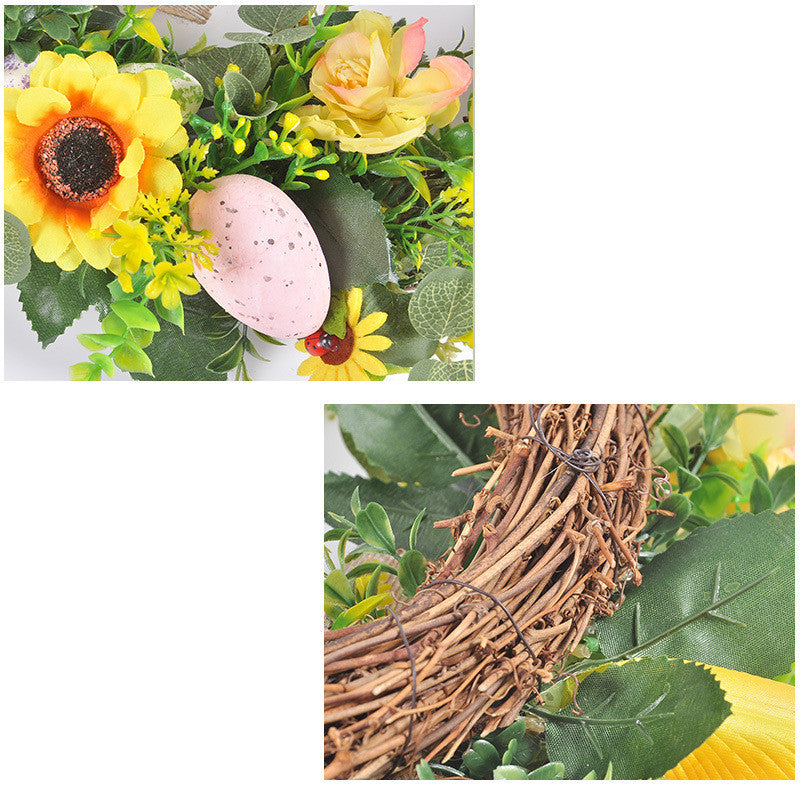 40cm Easter Rattan Door Hanging Wreath Home Decor