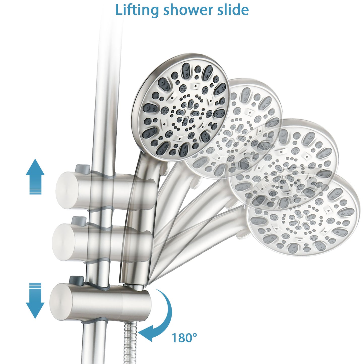 5-Inch Rain Shower & 7-Spray Handheld Combo with Slide Bar - Brushed Nickel