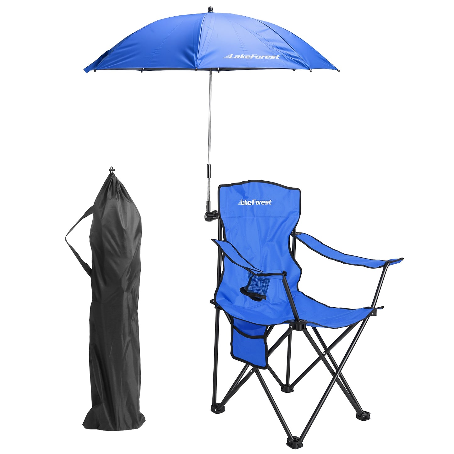 Foldable Camping Chair with Umbrella & Cup Holder - 330LBS