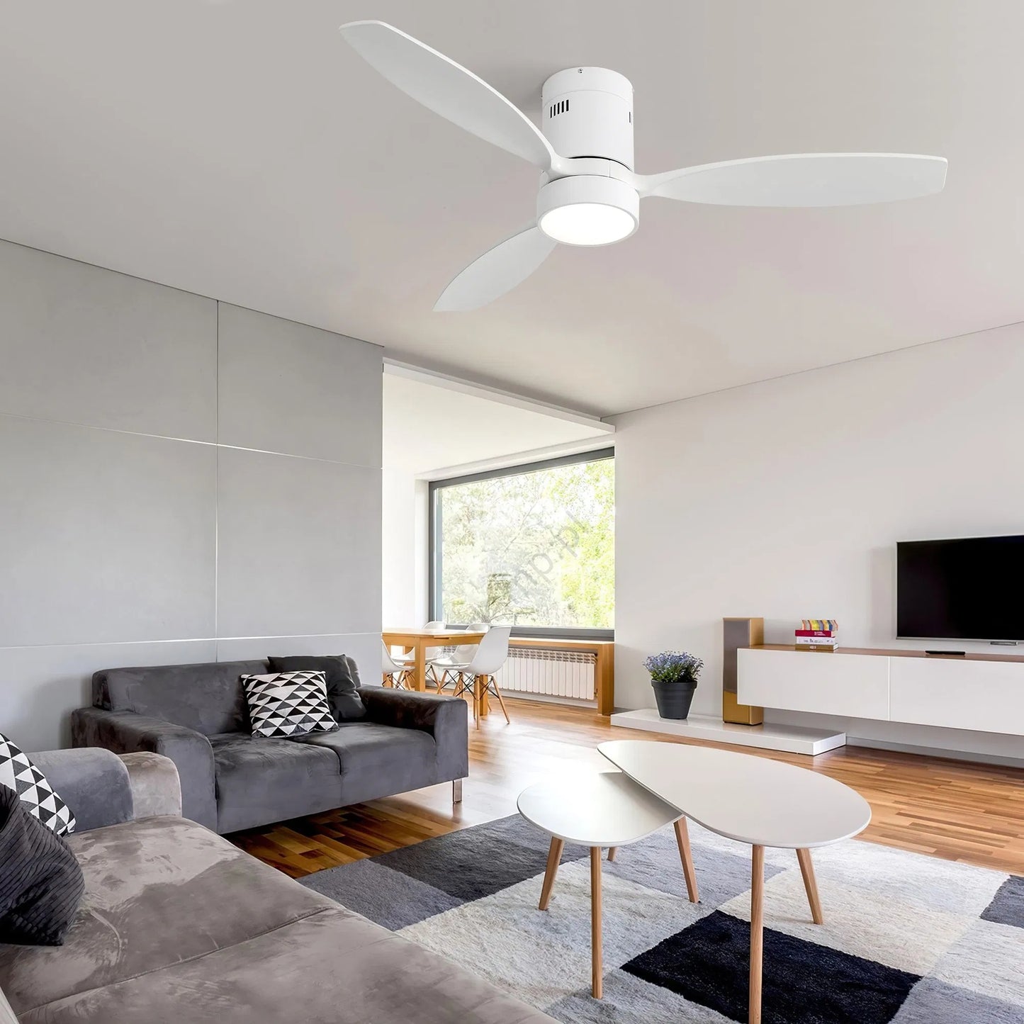 52 Inch Wood Ceiling Fan with LED Light Reversible Motor Remote Control