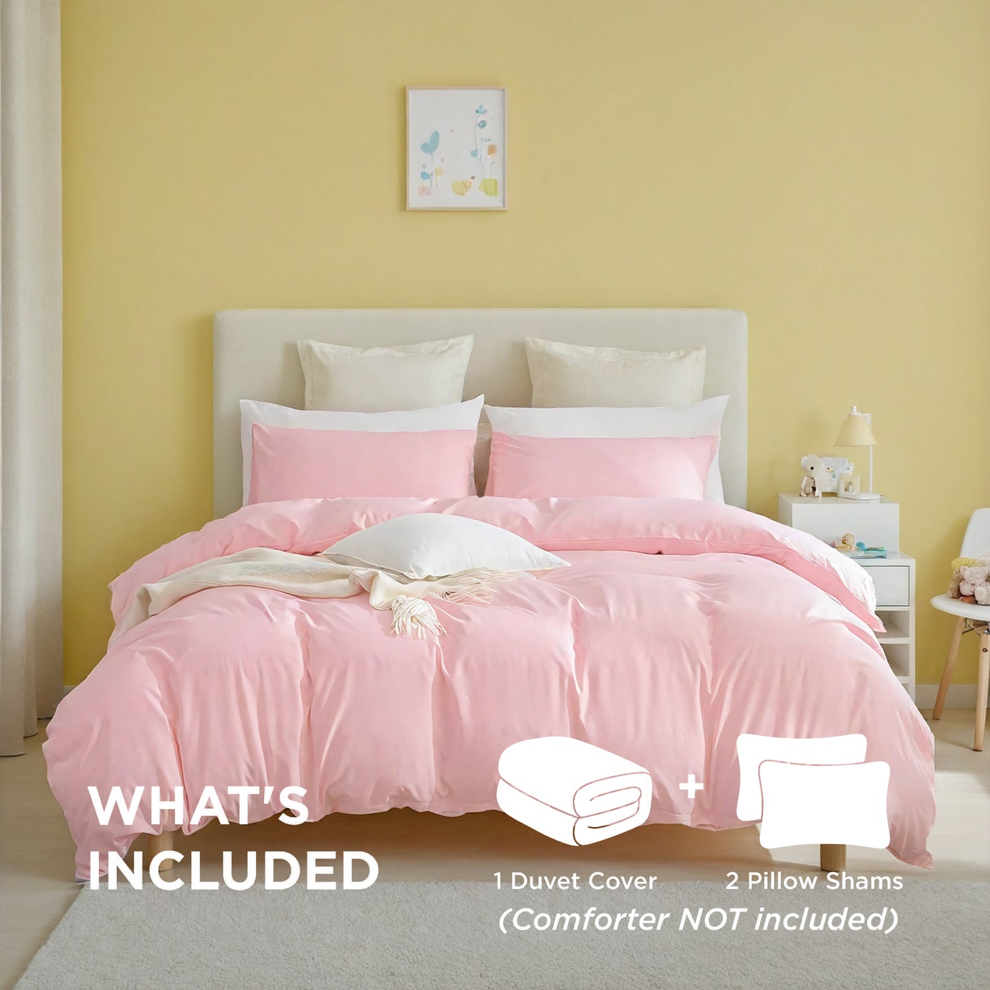 Bohemian Bedding Set - 2-Pack White & Pink 3-Piece