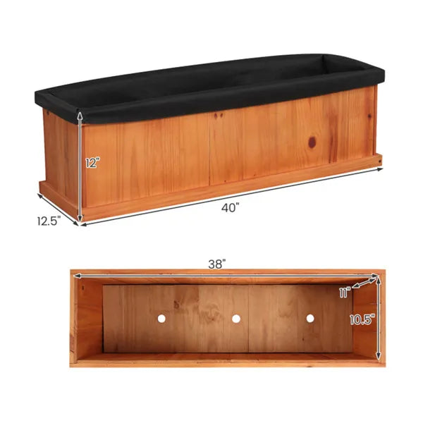 Detachable Pine Planter Box for Herbs, Flowers & Vegetables - 40" x 12.5" x 12"