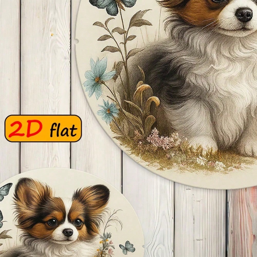 Pomeranian Puppy Round Aluminum Sign - Dog Lover Decor
