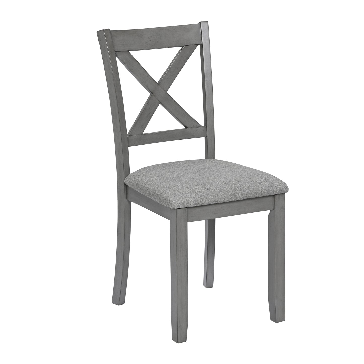 Modern 7-Piece Solid Wood Dining Table Set with 6 Chairs - Grey