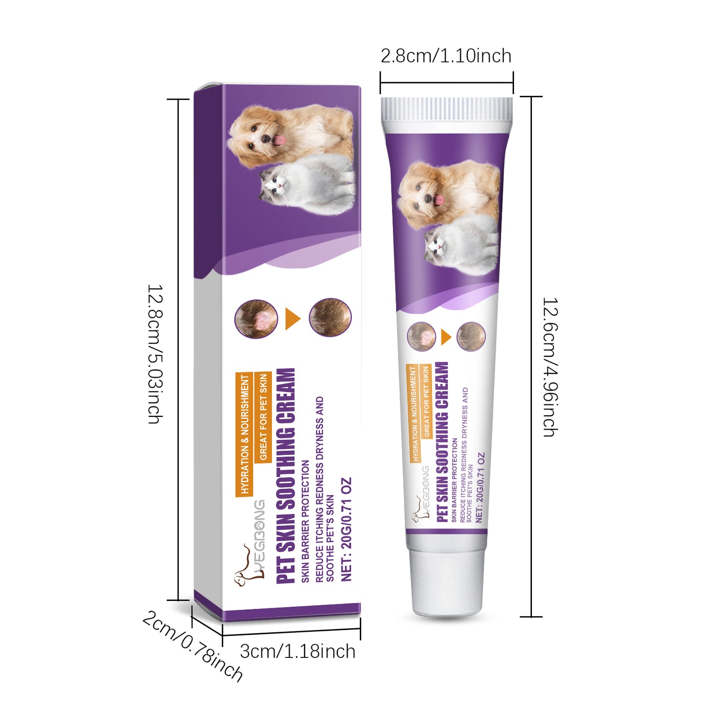 Pet Skin Soothing Cream for Dogs & Cats - Skin Repair & Itch Relief 20g