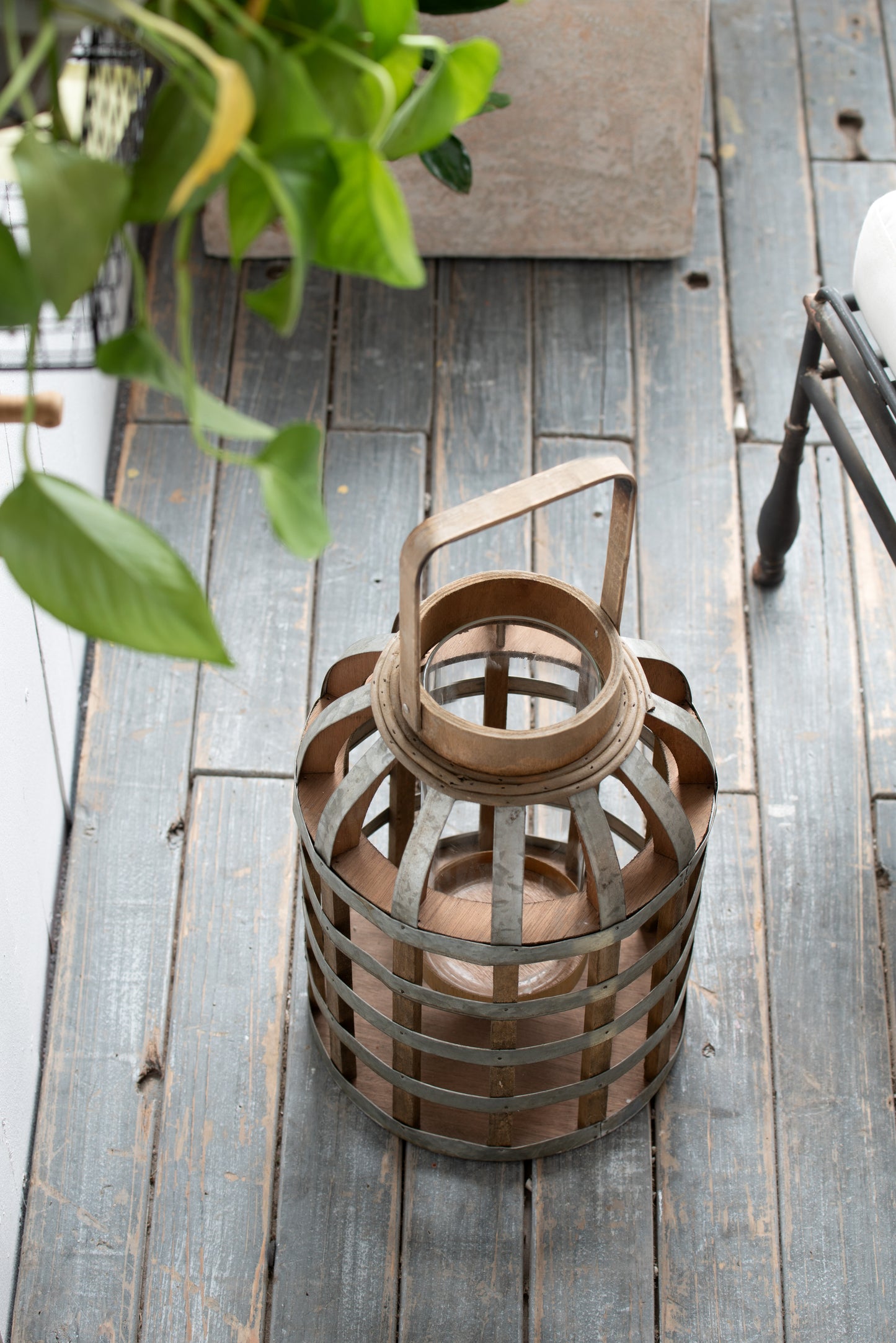 Decorative Lantern With Handle, Wooden For Indoor Outdoor, Home