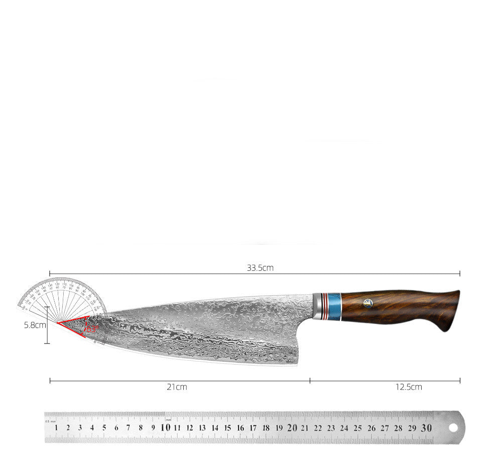 Damascus Steel Chef's Knife - 21 Inch Kitchen Slicing Knife with VG10 Steel