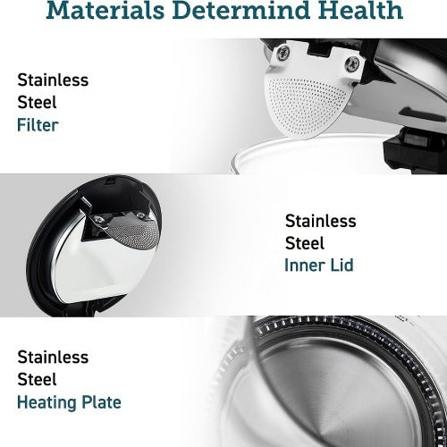 Electric Kettle 1.7L Glass Tea & Hot Water Boiler 1200W with Stainless Steel Filter
