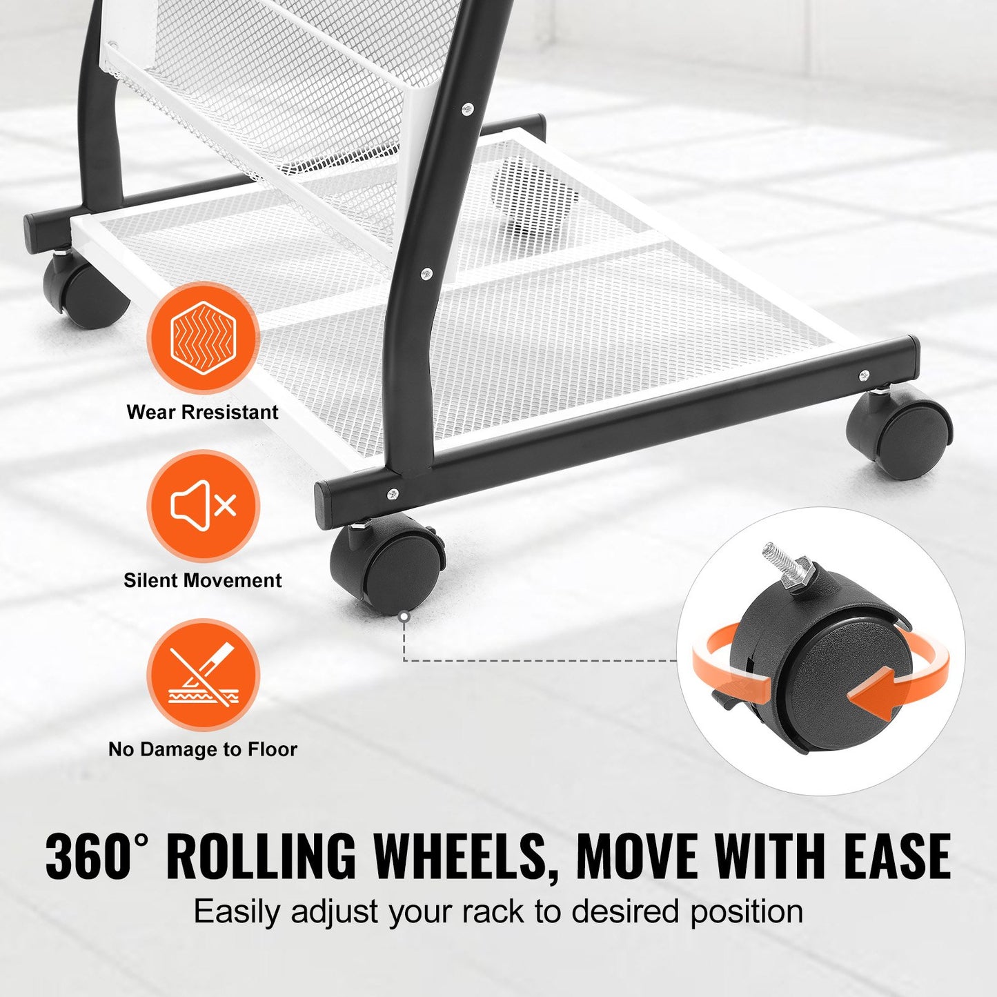 6-Tier Brochure Display Rack with Wheels - Magazine Holder