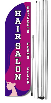 Hair Salon Windless Flag for Advertising - 11.5ft x 2.5ft